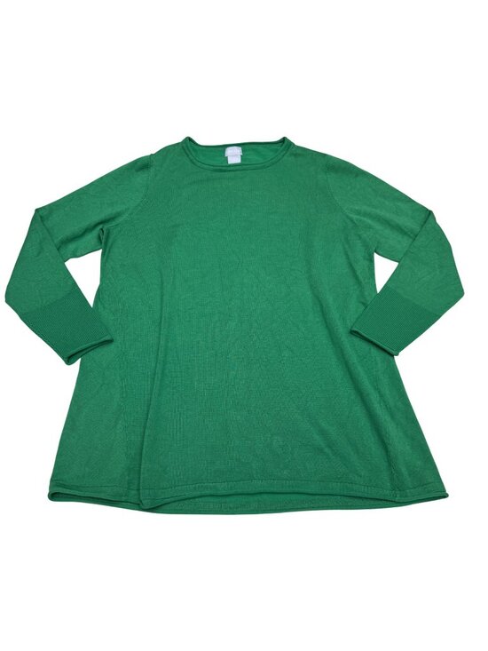 Chico's Tops - Chico's Green LS Knit Casual Top Women's Lightweight Crewneck, Size 1 /US M